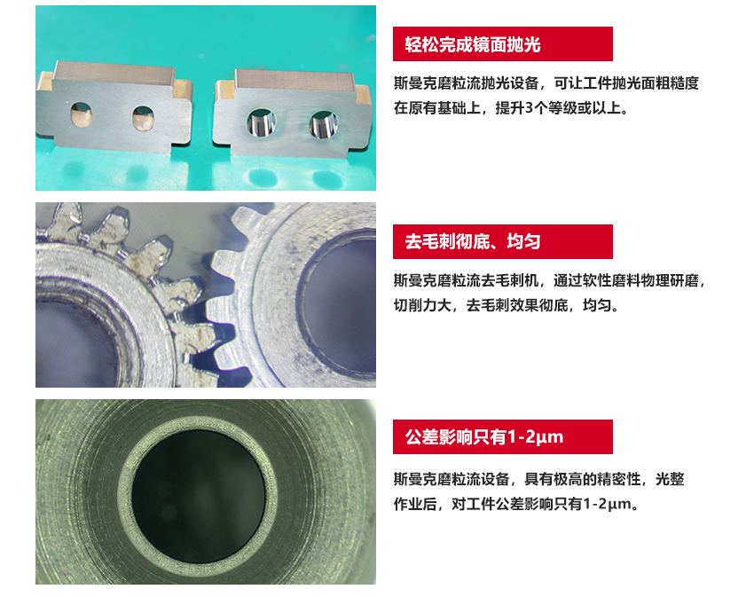 蘇州斯曼克磨粒流設(shè)備公司是流體拋光技術(shù)用于工業(yè)實踐的先行者,致力于為客戶解決<a href='http://aspachord.cn' target='_blank'><u>內(nèi)孔拋光</u></a>、<a href='http://aspachord.cn' target='_blank'><u>交叉孔去毛刺</u></a>、微孔拋光、<a href='http://aspachord.cn' target='_blank'><u>內(nèi)孔去毛刺</u></a>、微孔去毛刺等各類復雜性拋光去毛刺難題,并提供系統(tǒng)化的<a href='http://aspachord.cn' target='_blank'><u>流體拋光機</u></a>,<a href='http://aspachord.cn' target='_blank'><u>內(nèi)孔拋光</u></a>機,涵蓋傳統(tǒng)AFM磨粒流拋光機,高速磨粒流<a href='http://aspachord.cn' target='_blank'><u>去毛刺機</u></a>以及<a href='http://aspachord.cn' target='_blank'><u>微孔拋光機</u></a>.